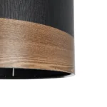 GloboStar® ZYKLUS 203-0101 Μοντέρνο Κρεμαστό Φωτιστικό Καπέλο Μονόφωτο 1 x E27 IP20 Μαύρο Ύφασμα με Καρυδί Ξύλο - Μ36 x Π36 x Υ25cm - Image 8