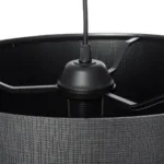 GloboStar® ZYKLUS 203-0101 Μοντέρνο Κρεμαστό Φωτιστικό Καπέλο Μονόφωτο 1 x E27 IP20 Μαύρο Ύφασμα με Καρυδί Ξύλο - Μ36 x Π36 x Υ25cm - Image 9