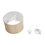 GloboStar® ELECTRA 203-0112 Μοντέρνο Κρεμαστό Φωτιστικό Καπέλο Μονόφωτο 1 x E27 IP20 Mπεζ Ύφασμα με Χρυσό Μέταλλο - Μ30 x Π30 x Υ23cm - Image 11