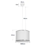 GloboStar® ELECTRA 203-0112 Μοντέρνο Κρεμαστό Φωτιστικό Καπέλο Μονόφωτο 1 x E27 IP20 Mπεζ Ύφασμα με Χρυσό Μέταλλο - Μ30 x Π30 x Υ23cm - Image 12