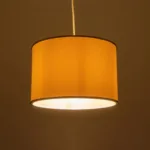 GloboStar® ELECTRA 203-0112 Μοντέρνο Κρεμαστό Φωτιστικό Καπέλο Μονόφωτο 1 x E27 IP20 Mπεζ Ύφασμα με Χρυσό Μέταλλο - Μ30 x Π30 x Υ23cm - Image 3