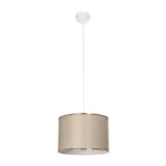 GloboStar® ELECTRA 203-0112 Μοντέρνο Κρεμαστό Φωτιστικό Καπέλο Μονόφωτο 1 x E27 IP20 Mπεζ Ύφασμα με Χρυσό Μέταλλο - Μ30 x Π30 x Υ23cm - Image 4