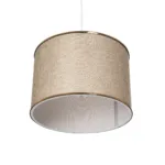 GloboStar® ELECTRA 203-0112 Μοντέρνο Κρεμαστό Φωτιστικό Καπέλο Μονόφωτο 1 x E27 IP20 Mπεζ Ύφασμα με Χρυσό Μέταλλο - Μ30 x Π30 x Υ23cm - Image 6