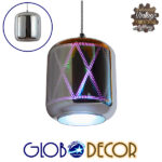 GloboStar® NEPTUNE 01353 Μοντέρνο Κρεμαστό Φωτιστικό Καμπάνα Μονόφωτο 1 x E27 IP20 3D Πολύχρωμο Γυαλί - Μ18 x Π18 x Υ20.5cm