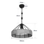 GloboStar® ZION 203-0003 Vintage Κρεμαστό Φωτιστικό Σχοινί Μονόφωτο 1 x E27 IP20 Μαύρο Μέταλλο με Μπεζ Σχοινί - Μ33 x Π33 x Υ29cm - Image 12