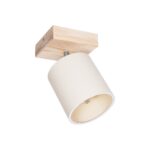 GloboStar® CUP 203-0060 Vintage Φωτιστικό Οροφής Σποτ Μονόφωτο 1 x E27 IP20 Μπέζ Ξύλο με Λευκό Ύφασμα - Μ14.5 x Π14.5 x Υ25cm - Image 2