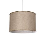 GloboStar® ELECTRA 203-0112 Μοντέρνο Κρεμαστό Φωτιστικό Καπέλο Μονόφωτο 1 x E27 IP20 Mπεζ Ύφασμα με Χρυσό Μέταλλο - Μ30 x Π30 x Υ23cm - Image 2