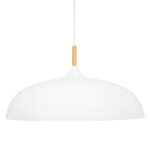 GloboStar® VALLETE 00837 Μοντέρνο Κρεμαστό Φωτιστικό Καμπάνα Μονόφωτο 1 x E27 IP20 Λευκό Μέταλλο με Μπεζ Ξύλο - Μ60 x Π60 x Υ35cm - Image 3