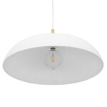 GloboStar® VALLETE 00837 Μοντέρνο Κρεμαστό Φωτιστικό Καμπάνα Μονόφωτο 1 x E27 IP20 Λευκό Μέταλλο με Μπεζ Ξύλο - Μ60 x Π60 x Υ35cm - Image 4