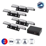 GloboStar® 85017 PRO Series ΣΕΤ 4 x 3 Μπάρες Σήμανσης Οχήματος Οδικής Βοήθειας για Αυτοκίνητα & Φορτηγά 3 Προγραμμάτων Φωτισμού STROBE LED HIGH POWER 36W DC 10-30V Αδιάβροχο IP65 Κόκκινο & Μπλε-  Μ18 x Π4.5 x Υ3cm - 2 Χρόνια Εγγύηση
