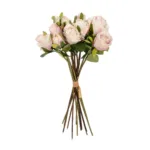 GloboStar® Artificial Garden PINK ROSE BOUQUET 21082 Τεχνητό Διακοσμητικό Μπουκέτο Τριαντάφυλλα Ροζ Y36cm - Image 2