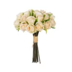GloboStar® Artificial Garden CHAMPAGNE ROSE BOUQUET 21305 Τεχνητό Διακοσμητικό Μπουκέτο Τριαντάφυλλα Ροζ Y24cm - Image 2