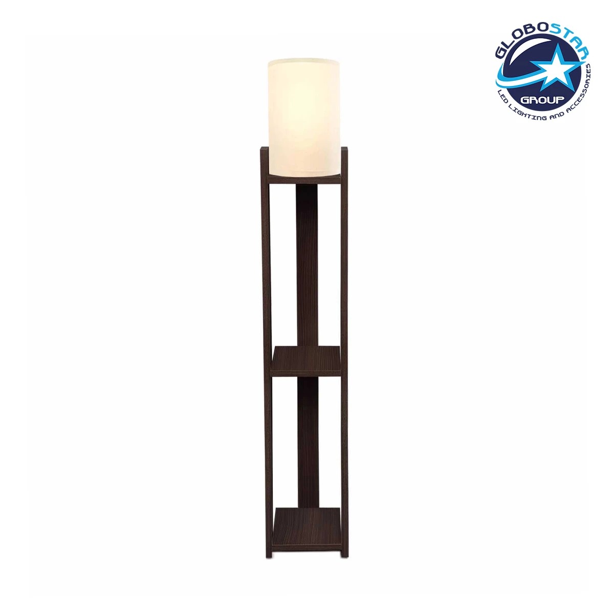204_0126_1 GloboStar® VENTORA 204-0126 Μοντέρνο Eπιδαπέδιο Φωτιστικό Μονόφωτο 1 x E27 IP20 Καφέ Ξύλο με Μπεζ Ύφασμα - Μ20 x Π20 x Υ142cm - Image 1