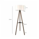 GloboStar® SHELF 204-0129 Μοντέρνο Eπιδαπέδιο Φωτιστικό Μονόφωτο 1 x E27 IP20 Καφέ Ξύλο με Μπεζ Ύφασμα - Μ38 x Π38 x Υ135cm - Image 3