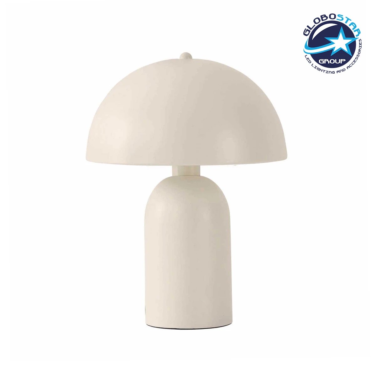 204_0149_1 GloboStar® GASCO 204-0149 Μοντέρνο Eπιτραπέζιο Φωτιστικό Μονόφωτο 1 x E27 IP20 Μπεζ Μέταλλο - Μ25 x Π25 x Υ35cm - Image 1