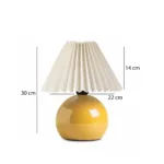 GloboStar® LISBON 204-0155 Μοντέρνο Eπιτραπέζιο Φωτιστικό Μονόφωτο 1 x E27 IP20 Κίτρινο Μέταλλο με Μπεζ Ύφασμα - Μ22 x Π22 x Υ38cm - Image 3