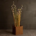 GloboStar® Artificial Garden SIENA 21497 Διακοσμητικό Πλεκτό Καλάθι - Κασπώ Γλάστρα - Flower Pot Μπεζ Μ32 x Π28 x Υ30cm - Image 7