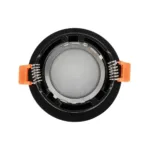 GLOBOSTAR® LAMDA 60893 Χωνευτή Στρόγγυλη Βάση Σποτ Οροφής/Μπάνιου για Λάμπα MR16/GU10 Αδιάβροχο IP65 - Μαύρο Αλουμίνιο & Λευκό Γυαλί - Φ8.5 x Υ3.5cm / Q7.5cm - Image 4