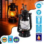 GloboStar® 76546 Επιτραπέζιο Φωτιστικό Πορτατίφ LED 10W 500lm 360° με Μπαταρίες (Περιλαμβάνονται) IP20 Ultra Θερμό Λευκό 1800K Μαύρο Μέταλλο - Μ15 x Π11.5 x Υ23.5cm - 2 Xρόνια Εγγύηση