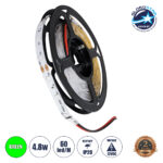 GLOBOSTAR® AVILA 90594 Ταινία LED 4.8W/m 200lm/m 120° DC 12V IP20 60 x SMD 3528 Chip/m Πράσινο Dimmable - Μ500 x Π0.8 x Υ0.2cm - Ρολό 5 Μέτρων - 2 Χρόνια Εγγύηση
