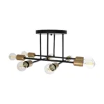 GloboStar® BLAZEA 201-0064 Vintage Φωτιστικό Οροφής Πλέγμα Πολύφωτο 8 x E27 IP20 Χρυσό & Μαύρο Μέταλλο - Μ51 x Π51 x Υ7cm - Image 4