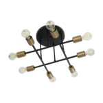 GloboStar® BLAZEA 201-0064 Vintage Φωτιστικό Οροφής Πλέγμα Πολύφωτο 8 x E27 IP20 Χρυσό & Μαύρο Μέταλλο - Μ51 x Π51 x Υ7cm - Image 5