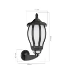GloboStar® VERDI 203-0229 Vintage Επιτοίχιο Φωτιστικό Φαναράκι Μονόφωτο 1 x E27 IP44 Μαύρο Πλαστικό - Μ23 x Π17 x Υ40cm - Image 3