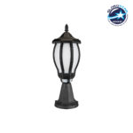 GloboStar® VERDI 203-0231 Vintage Επιδαπέδιο Φωτιστικό Φαναράκι Μονόφωτο 1 x E27 IP44 Μαύρο & Διάφανο Πλαστικό - Μ17 x Π17 x Υ47cm