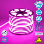 GloboStar® 70577 OVALE 120° Degree Neon Flex Epistar LED SMD 2835 1m 12W/m 120LED/m 840lm/m 120° DC 230V Αδιάβροχη IP68 Ροζ Dimmable