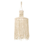 GloboStar® 36207 SENEGAL Boho Καπέλο Φωτιστικού- Μακραμέ Πλεκτό Χειροποίητο Μπεζ Βαμβακερό Νήμα - Μ30 x Π30 x Υ80cm - Image 2