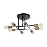 GloboStar® BLAZEA 201-0064 Vintage Φωτιστικό Οροφής Πλέγμα Πολύφωτο 8 x E27 IP20 Χρυσό & Μαύρο Μέταλλο - Μ51 x Π51 x Υ7cm - Image 2