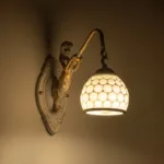GloboStar® MERMAID 01317 Vintage Επιτοίχιο Φωτιστικό Απλίκα Μονόφωτο 1 x E27 IP20 Λευκό Γυαλί με Λευκό & Χρυσό Μέταλλο - Μ28 x Π14 x Υ24cm - Image 3