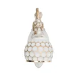GloboStar® MERMAID 01317 Vintage Επιτοίχιο Φωτιστικό Απλίκα Μονόφωτο 1 x E27 IP20 Λευκό Γυαλί με Λευκό & Χρυσό Μέταλλο - Μ28 x Π14 x Υ24cm - Image 4