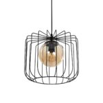 GloboStar® FLAMIA 201-0099 Vintage Κρεμαστό Φωτιστικό Πλέγμα Μονόφωτο 1 x E27 IP20 Μαύρο Μέταλλο - Μ31 x Π31 x Υ29cm - Image 2