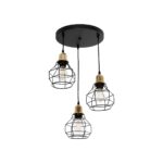 GloboStar® NOVARAY 201-0083 Vintage Κρεμαστό Φωτιστικό Πλέγμα Τρίφωτο 3 x E27 IP20 Μαύρο Μέταλλο - Μ40 x Π40 x Υ50cm - Image 2
