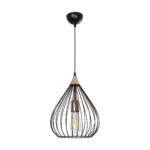 GloboStar® RADIARO 201-0015 Vintage Κρεμαστό Φωτιστικό Πλέγμα Μονόφωτο 1 x E27 IP20 Μαύρο Μέταλλο - Μ26 x Π26 x Υ35cm - Image 4