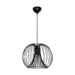 GloboStar® GLOWIA 201-0032 Μοντέρνο Κρεμαστό Φωτιστικό Πλέγμα Μονόφωτο 1 x E27 IP20 Μαύρο Μέταλλο - Μ32 x Π32 x Υ24cm - Image 4