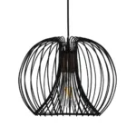 GloboStar® GLOWIA 201-0032 Μοντέρνο Κρεμαστό Φωτιστικό Πλέγμα Μονόφωτο 1 x E27 IP20 Μαύρο Μέταλλο - Μ32 x Π32 x Υ24cm - Image 5