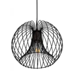 GloboStar® GLOWIA 201-0032 Μοντέρνο Κρεμαστό Φωτιστικό Πλέγμα Μονόφωτο 1 x E27 IP20 Μαύρο Μέταλλο - Μ32 x Π32 x Υ24cm - Image 6