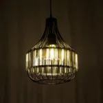 GloboStar® LUMAON 201-0081 Vintage Κρεμαστό Φωτιστικό Πλέγμα Μονόφωτο 1 x E27 IP20 Μαύρο Μέταλλο με Διάφανο Κρύσταλλο - Μ27 x Π27 x Υ37cm - Image 3