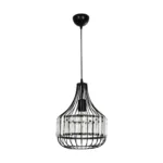 GloboStar® LUMAON 201-0081 Vintage Κρεμαστό Φωτιστικό Πλέγμα Μονόφωτο 1 x E27 IP20 Μαύρο Μέταλλο με Διάφανο Κρύσταλλο - Μ27 x Π27 x Υ37cm - Image 4