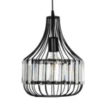 GloboStar® LUMAON 201-0081 Vintage Κρεμαστό Φωτιστικό Πλέγμα Μονόφωτο 1 x E27 IP20 Μαύρο Μέταλλο με Διάφανο Κρύσταλλο - Μ27 x Π27 x Υ37cm - Image 5