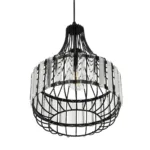 GloboStar® LUMAON 201-0081 Vintage Κρεμαστό Φωτιστικό Πλέγμα Μονόφωτο 1 x E27 IP20 Μαύρο Μέταλλο με Διάφανο Κρύσταλλο - Μ27 x Π27 x Υ37cm - Image 6