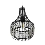 GloboStar® LUMAON 201-0081 Vintage Κρεμαστό Φωτιστικό Πλέγμα Μονόφωτο 1 x E27 IP20 Μαύρο Μέταλλο με Διάφανο Κρύσταλλο - Μ27 x Π27 x Υ37cm - Image 7