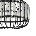 GloboStar® LUMAON 201-0081 Vintage Κρεμαστό Φωτιστικό Πλέγμα Μονόφωτο 1 x E27 IP20 Μαύρο Μέταλλο με Διάφανο Κρύσταλλο - Μ27 x Π27 x Υ37cm - Image 8