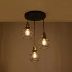 GloboStar® NOVARAY 201-0083 Vintage Κρεμαστό Φωτιστικό Πλέγμα Τρίφωτο 3 x E27 IP20 Μαύρο Μέταλλο - Μ40 x Π40 x Υ50cm - Image 3