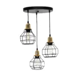 GloboStar® NOVARAY 201-0083 Vintage Κρεμαστό Φωτιστικό Πλέγμα Τρίφωτο 3 x E27 IP20 Μαύρο Μέταλλο - Μ40 x Π40 x Υ50cm - Image 4
