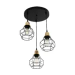 GloboStar® NOVARAY 201-0083 Vintage Κρεμαστό Φωτιστικό Πλέγμα Τρίφωτο 3 x E27 IP20 Μαύρο Μέταλλο - Μ40 x Π40 x Υ50cm - Image 5