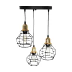 GloboStar® NOVARAY 201-0083 Vintage Κρεμαστό Φωτιστικό Πλέγμα Τρίφωτο 3 x E27 IP20 Μαύρο Μέταλλο - Μ40 x Π40 x Υ50cm - Image 6