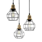GloboStar® NOVARAY 201-0083 Vintage Κρεμαστό Φωτιστικό Πλέγμα Τρίφωτο 3 x E27 IP20 Μαύρο Μέταλλο - Μ40 x Π40 x Υ50cm - Image 7